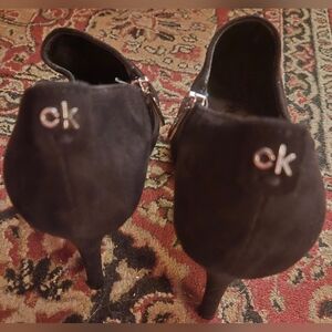 Calvin Klein Women's Black Faux Suede Ankle Boots w/ side zip